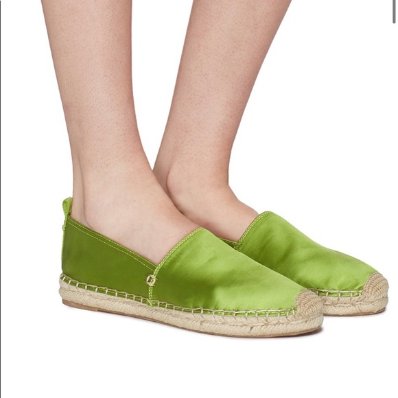 SAM EDELMAN LIME GREEN / SATIN 'KHLOE' SATIN ESPADRILLES Size 6.5 - Picture 4 of 4